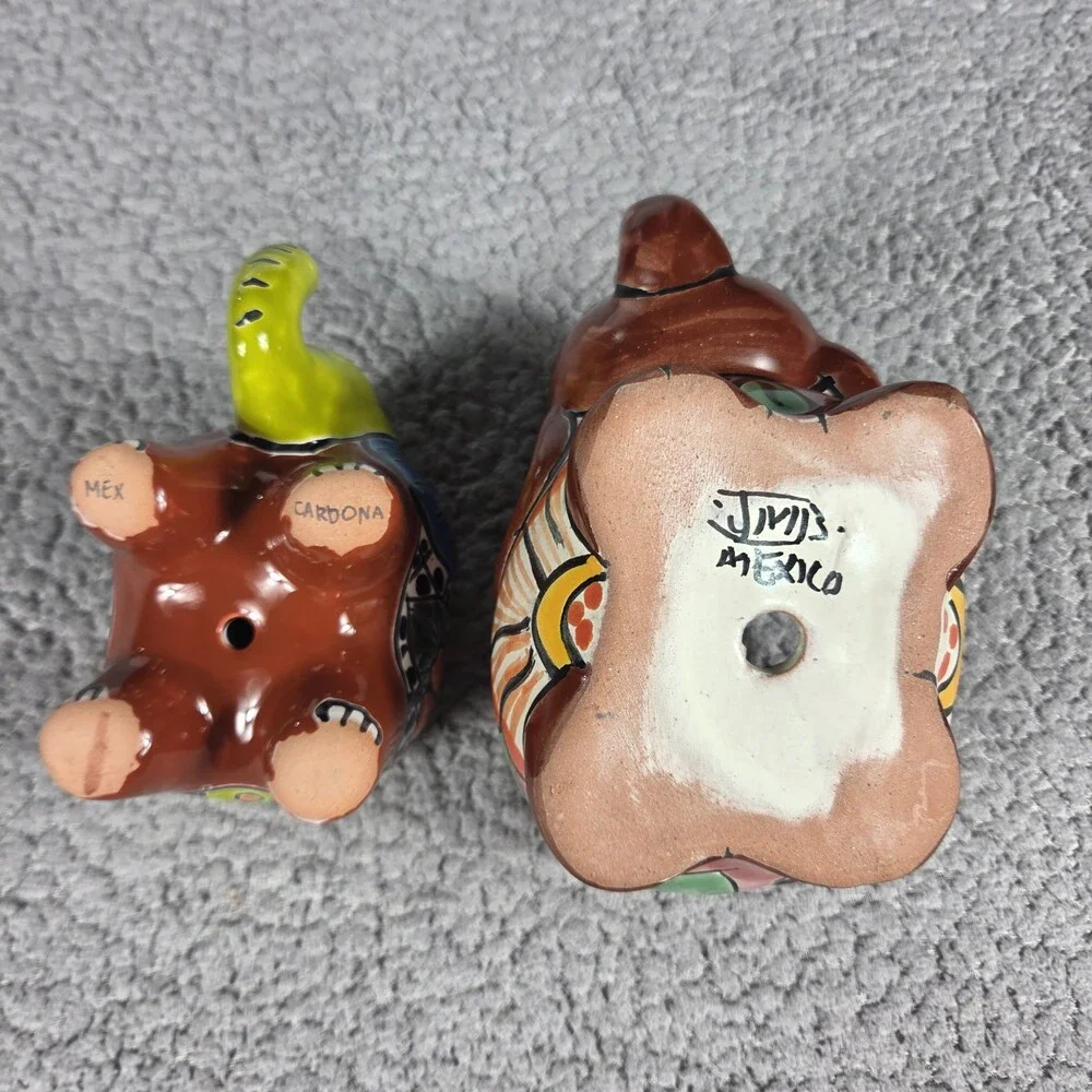 Talavera Elephant Mini Planter Set Hand Painted Mexican Art Colorful